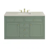 Chicago 48" Single Vanity, Smokey Celadon, w/ 3 CM Siberian Silestone Top w/FreePower Wireless Charger