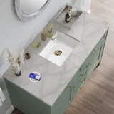 Chicago 48" Single Vanity, Smokey Celadon, w/ 3 CM Victorian Silver Silestone® Top w/FreePower Wireless Charger