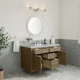 Chicago 48" Single Vanity, Walnut Whisper, w/ 3 CM Carrara Marble Top