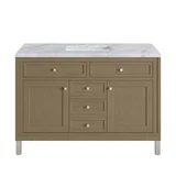 Chicago 48" Single Vanity, Walnut Whisper, w/ 3 CM Carrara Marble Top