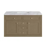Chicago 48" Single Vanity, Walnut Whisper, w/ 3 CM Carrara Marble Top