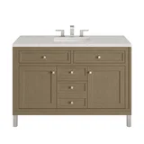 Chicago 48" Single Vanity, Walnut Whisper, w/ 3 CM Eternal Jasmine Pearl Silestone® Top