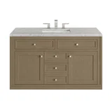 Chicago 48" Single Vanity, Walnut Whisper, w/ 3 CM Eternal Jasmine Pearl Silestone® Top