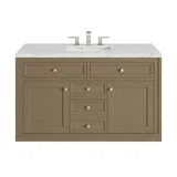 Chicago 48" Single Vanity, Walnut Whisper, w/ 3 CM Ethereal Noctis Silestone® Top