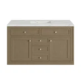 Chicago 48" Single Vanity, Walnut Whisper, w/ 3 CM Ethereal Noctis Silestone® Top