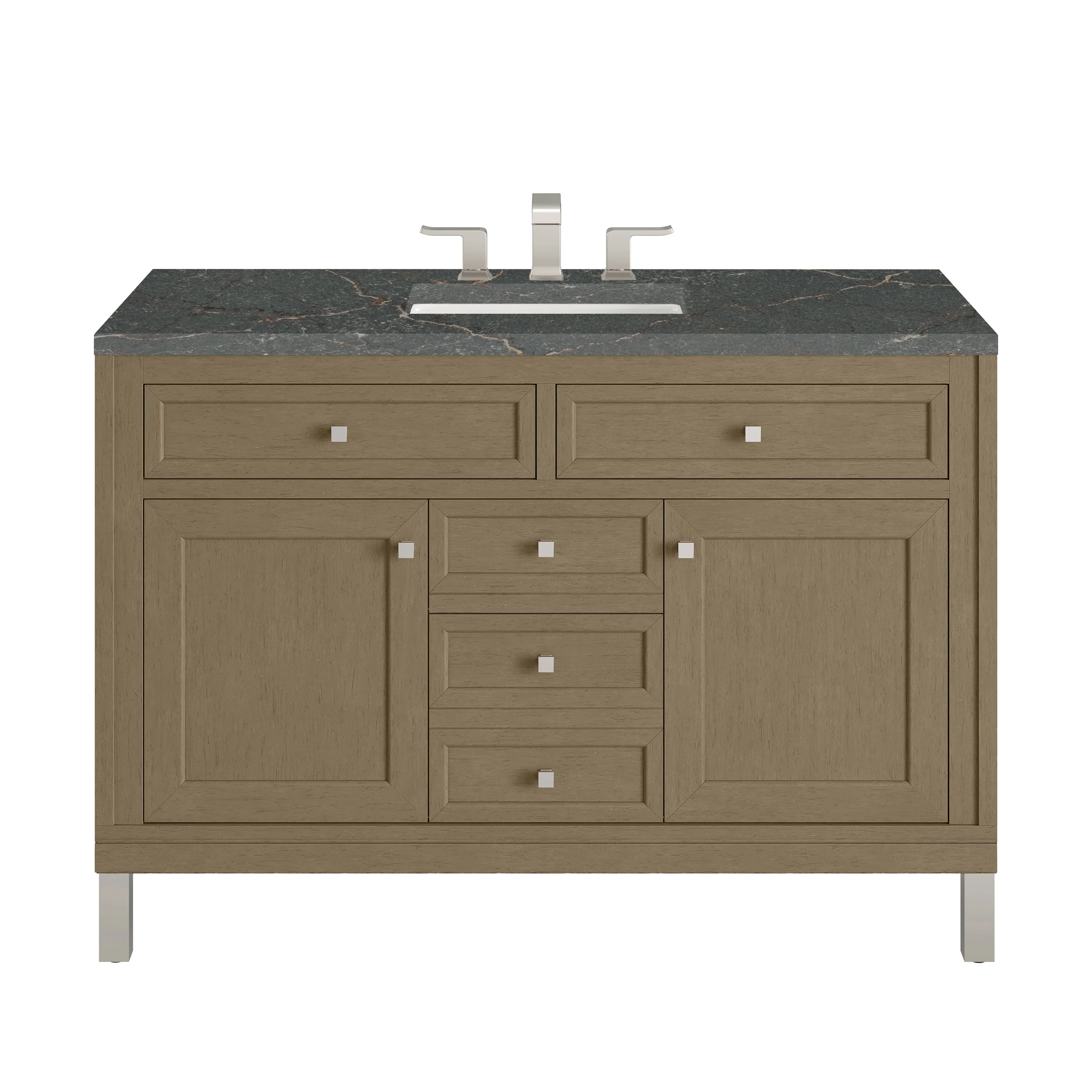 Chicago 48" Single Vanity, Walnut Whisper, w/ 3 CM Parisien Bleu Silestone® Top