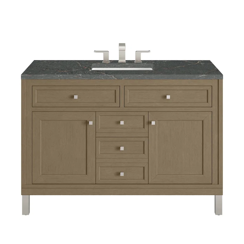 Chicago 48" Single Vanity, Walnut Whisper, w/ 3 CM Parisien Bleu Silestone® Top