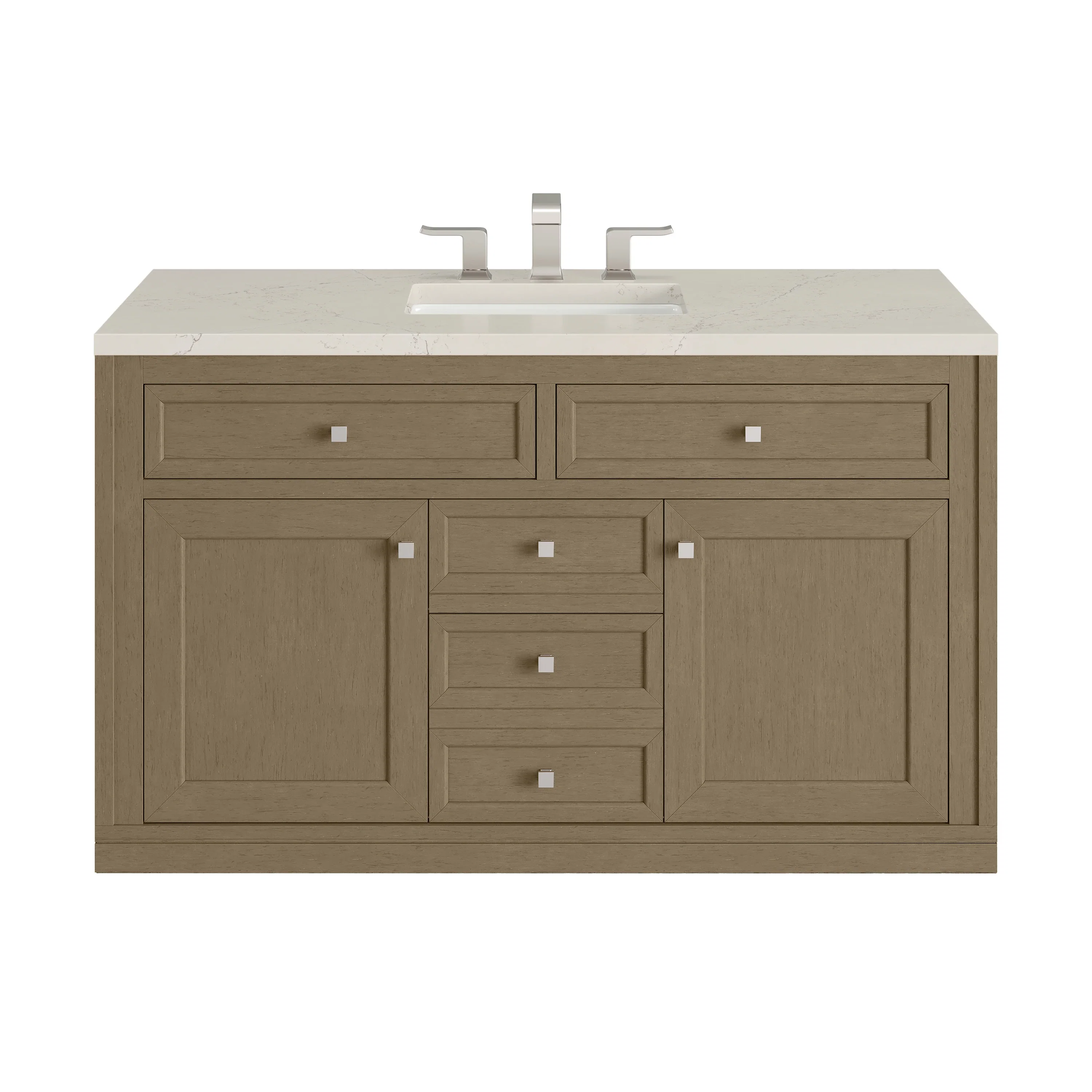 Chicago 48" Single Vanity, Walnut Whisper, w/ 3 CM Siberian Silestone Top