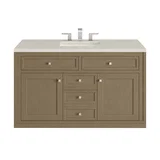 Chicago 48" Single Vanity, Walnut Whisper, w/ 3 CM Siberian Silestone Top
