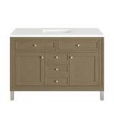 Chicago 48" Single Vanity, Walnut Whisper, w/ 3 CM White Zeus Silestone® Top