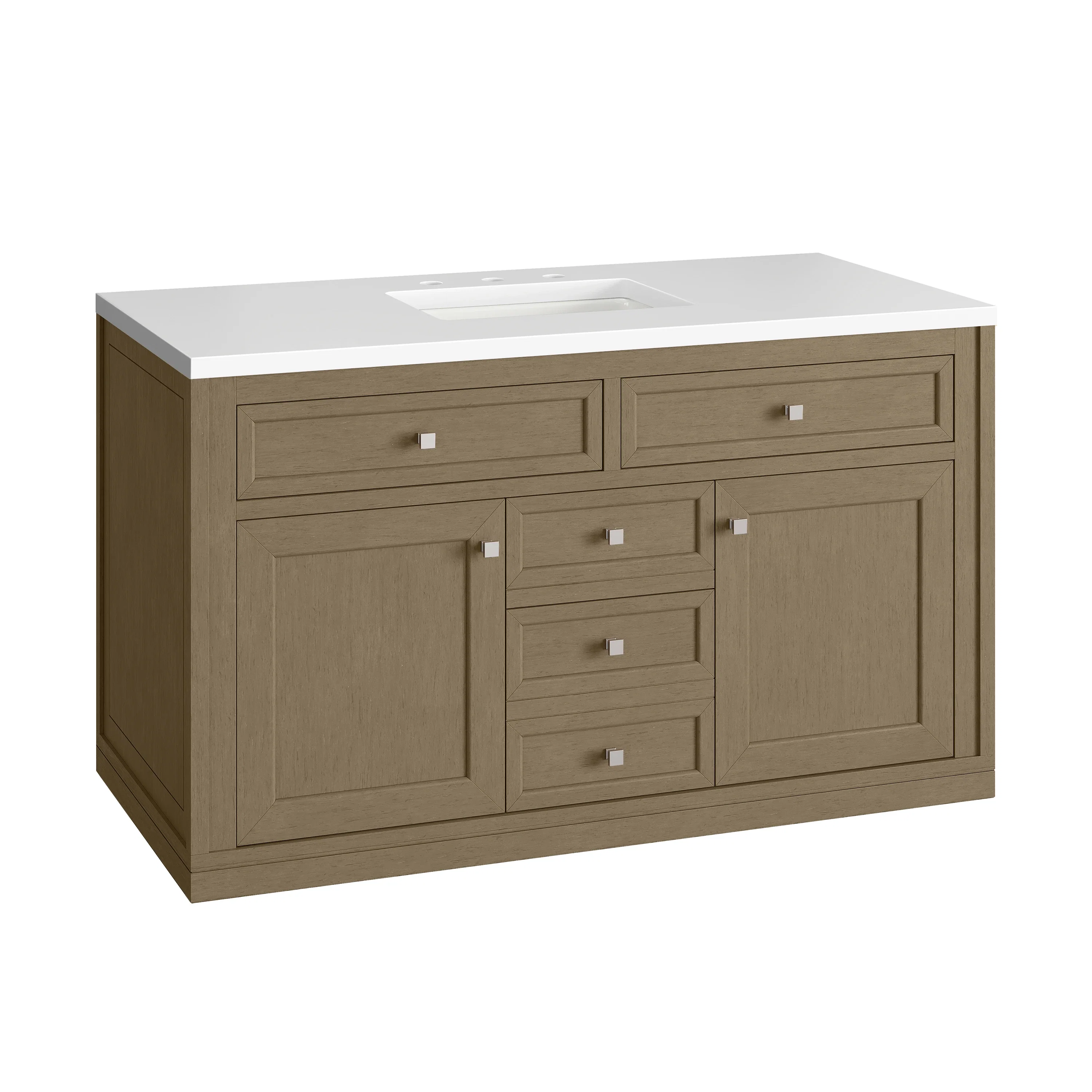 Chicago 48" Single Vanity, Walnut Whisper, w/ 3 CM White Zeus Silestone® Top