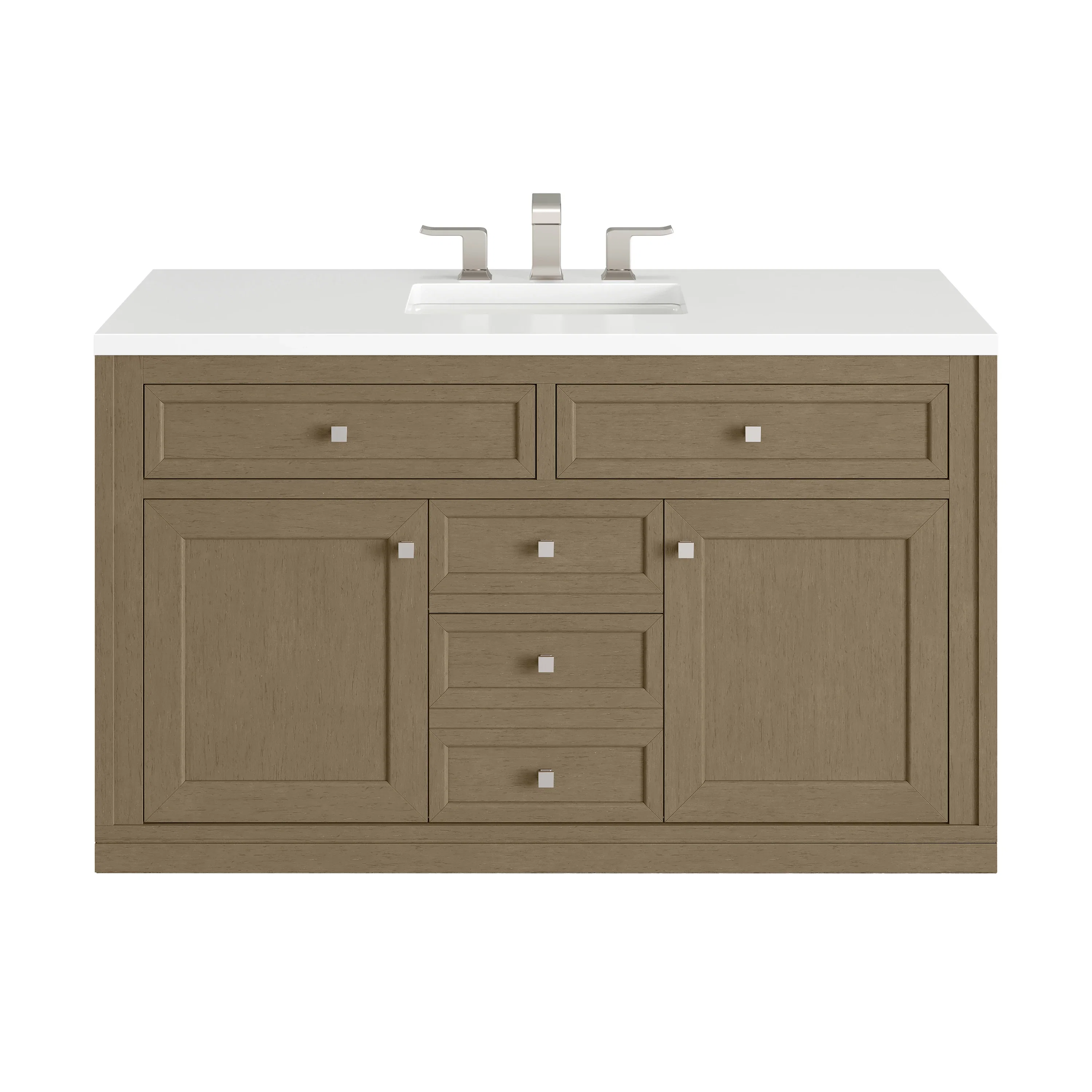 Chicago 48" Single Vanity, Walnut Whisper, w/ 3 CM White Zeus Silestone® Top