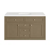 Chicago 48" Single Vanity, Walnut Whisper, w/ 3 CM White Zeus Silestone® Top