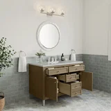 Chicago 48" Single Vanity, Walnut Whisper, w/ 3 CM Eternal Jasmine Pearl Silestone® Top w/FreePower Wireless Charger