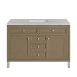 Chicago 48" Single Vanity, Walnut Whisper, w/ 3 CM Eternal Jasmine Pearl Silestone® Top w/FreePower Wireless Charger