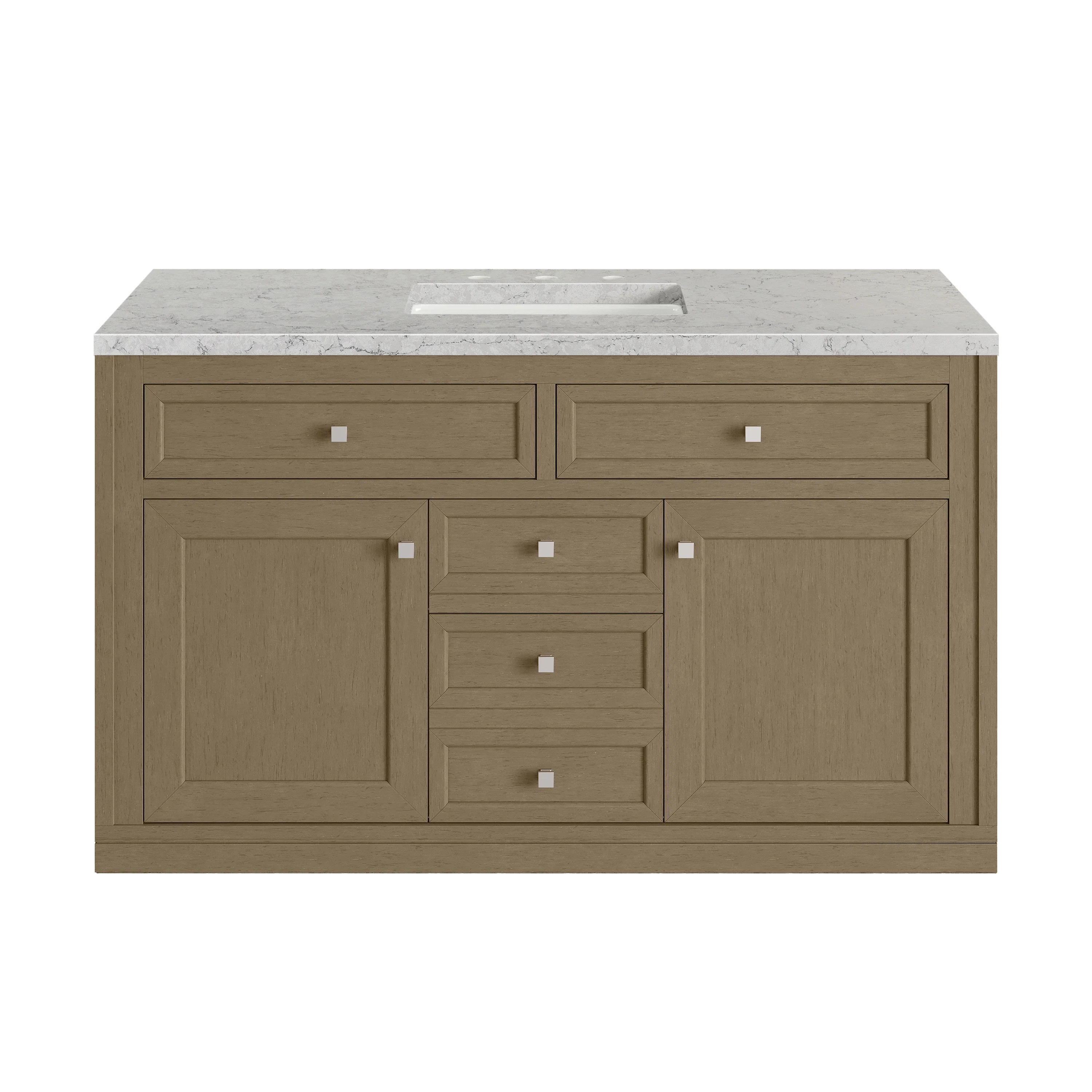 Chicago 48" Single Vanity, Walnut Whisper, w/ 3 CM Eternal Jasmine Pearl Silestone® Top w/FreePower Wireless Charger