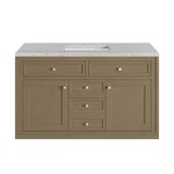 Chicago 48" Single Vanity, Walnut Whisper, w/ 3 CM Eternal Jasmine Pearl Silestone® Top w/FreePower Wireless Charger