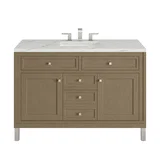 Chicago 48" Single Vanity, Walnut Whisper, w/ 3 CM Ethereal Noctis Silestone® Top w/FreePower Wireless Charger