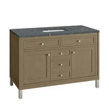 Chicago 48" Single Vanity, Walnut Whisper, w/ 3 CM Parisien Bleu Silestone® Top w/FreePower Wireless Charger