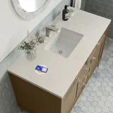 Chicago 48" Single Vanity, Walnut Whisper, w/ 3 CM Siberian Silestone Top w/FreePower Wireless Charger