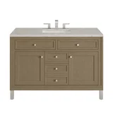 Chicago 48" Single Vanity, Walnut Whisper, w/ 3 CM Victorian Silver Silestone® Top w/FreePower Wireless Charger