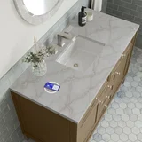 Chicago 48" Single Vanity, Walnut Whisper, w/ 3 CM Victorian Silver Silestone® Top w/FreePower Wireless Charger