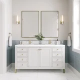 Chicago 60" Double Vanity, Glossy White, w/ Single Hole 3CM White Zeus Silestone® Top & Backsplash
