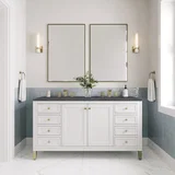 Chicago 60" Double Vanity, Glossy White, w/ 3 CM Charcoal Soapstone Silestone® Top
