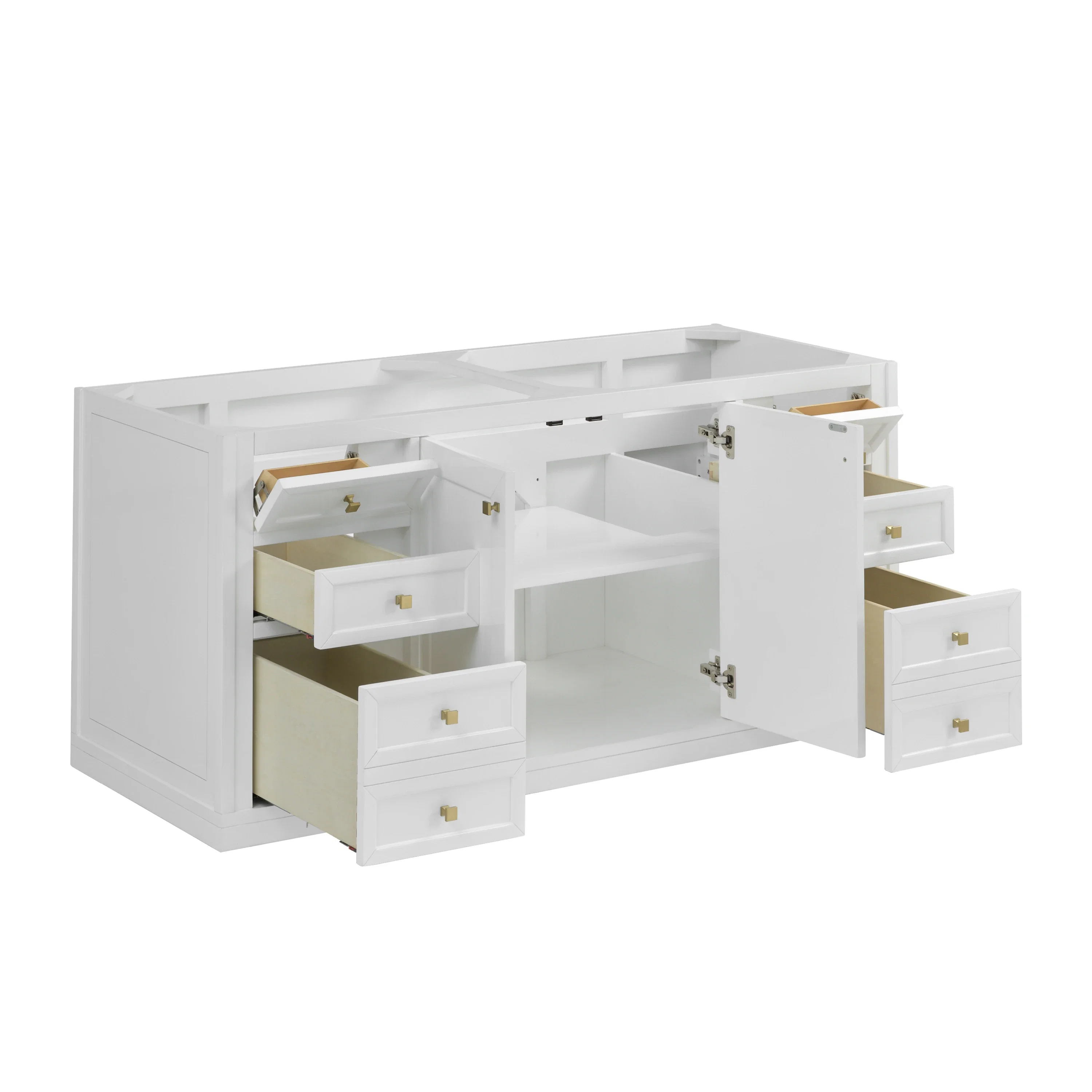 Chicago 60" Double Vanity, Glossy White, w/ 3 CM Eternal Jasmine Pearl Silestone® Top