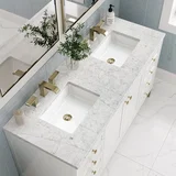Chicago 60" Double Vanity, Glossy White, w/ 3 CM Eternal Jasmine Pearl Silestone® Top
