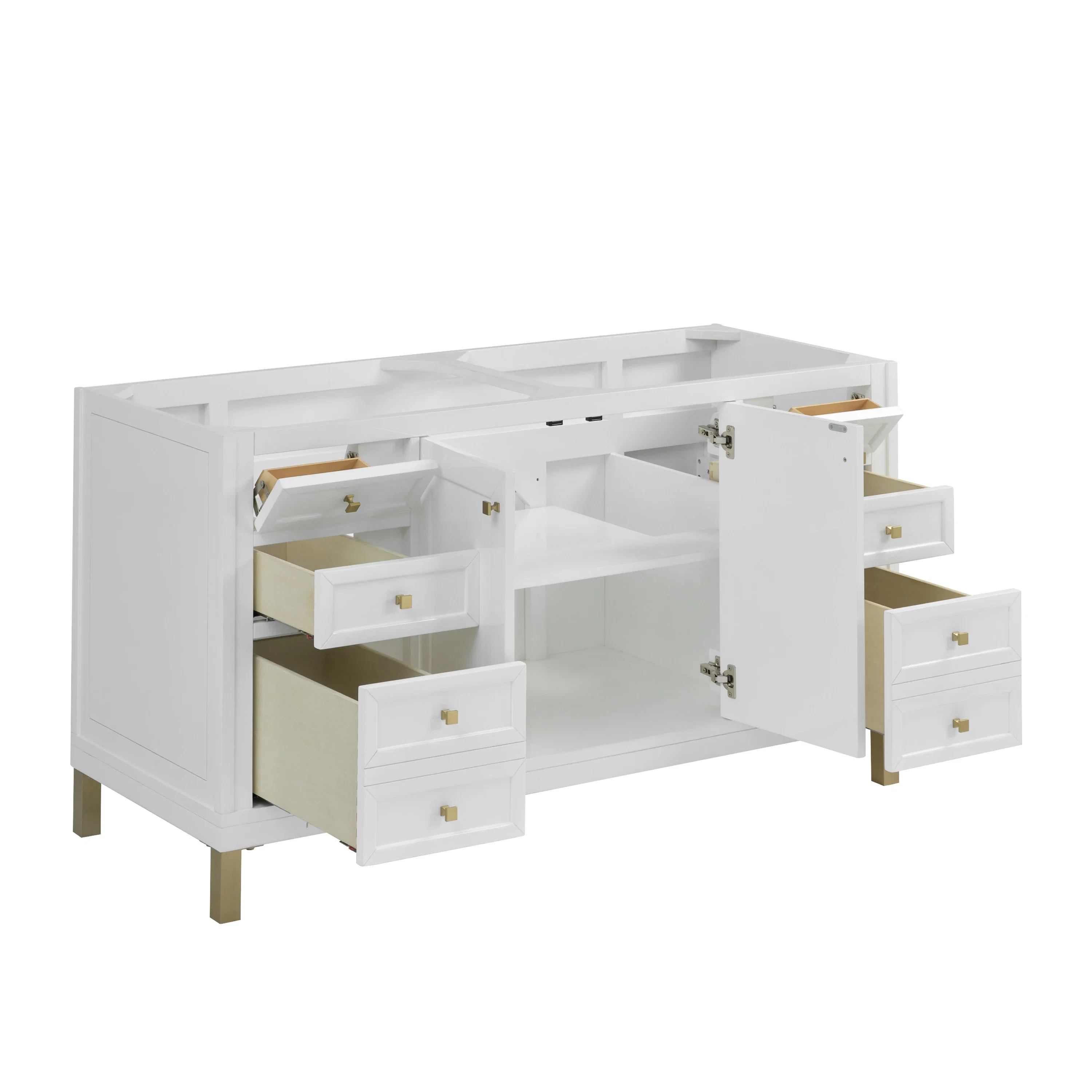 Chicago 60" Double Vanity, Glossy White, w/ 3 CM Eternal Jasmine Pearl Silestone® Top