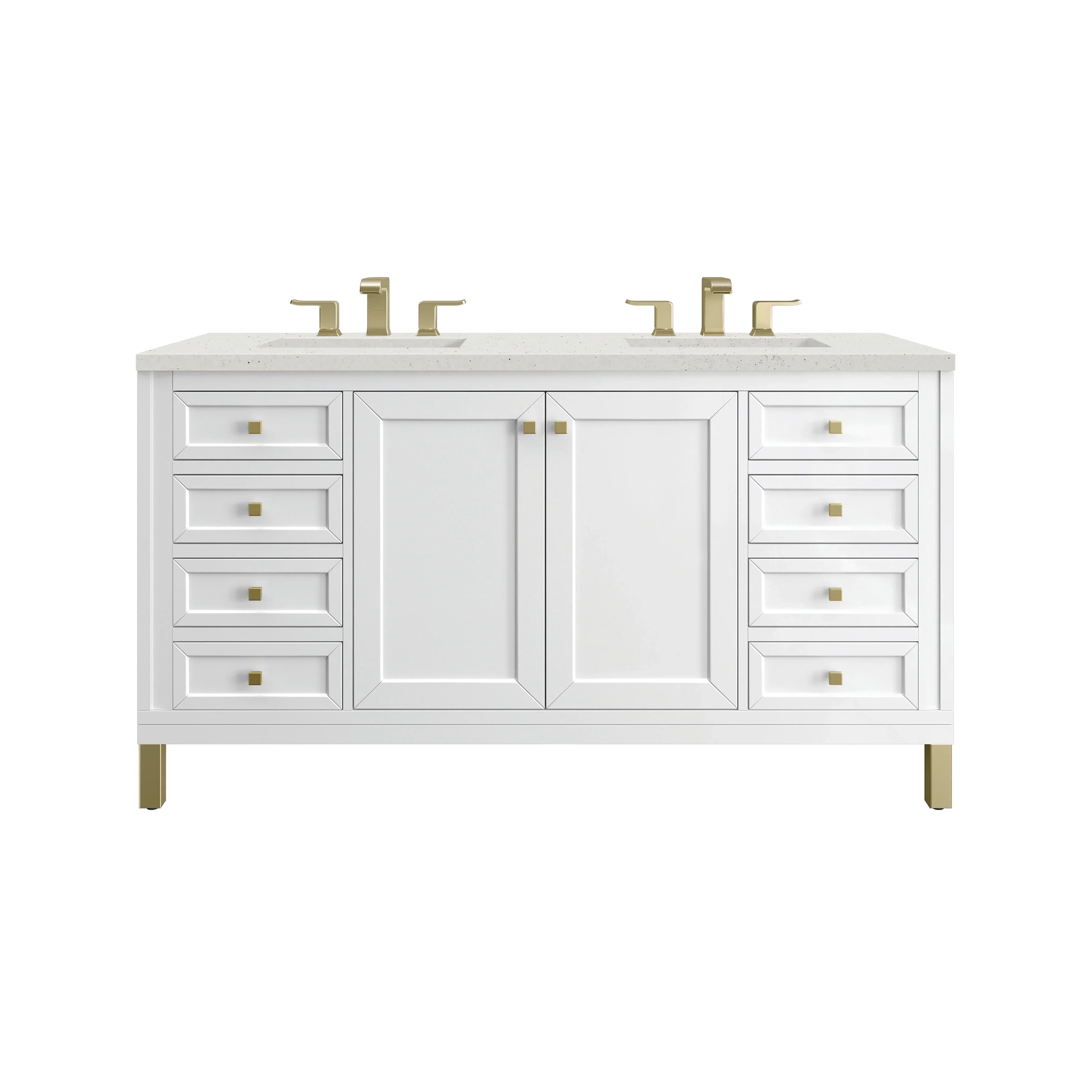 Chicago 60" Double Vanity, Glossy White, w/ 3 CM Lime Delight Silestone® Top