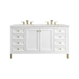 Chicago 60" Double Vanity, Glossy White, w/ 3 CM Lime Delight Silestone® Top