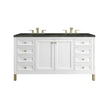 Chicago 60" Double Vanity, Glossy White, w/ 3 CM Phantome Eclos Top