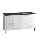 Chicago 60" Double Vanity, Glossy White, w/ 3 CM Phantome Eclos Top