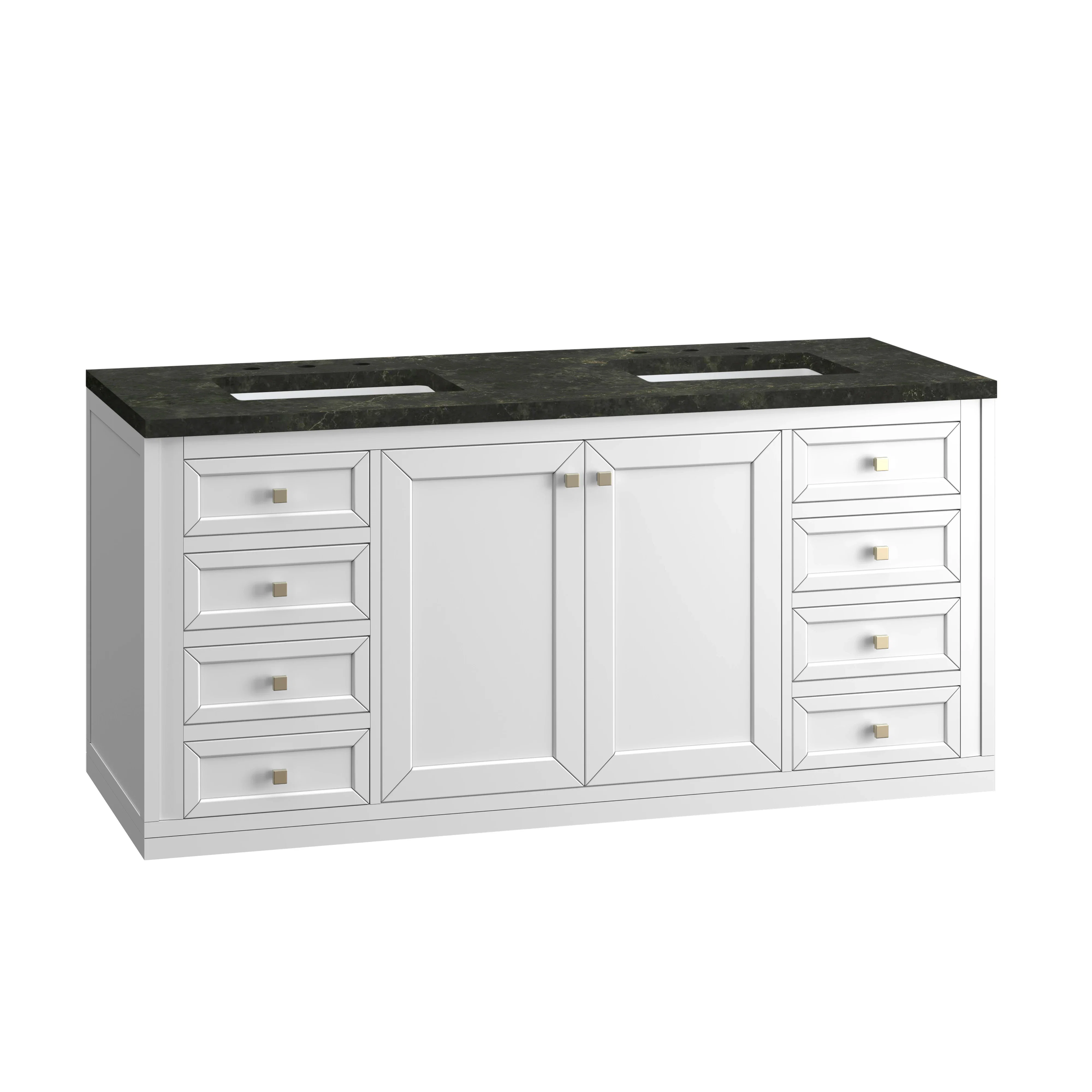 Chicago 60" Double Vanity, Glossy White, w/ 3 CM Phantome Eclos Top