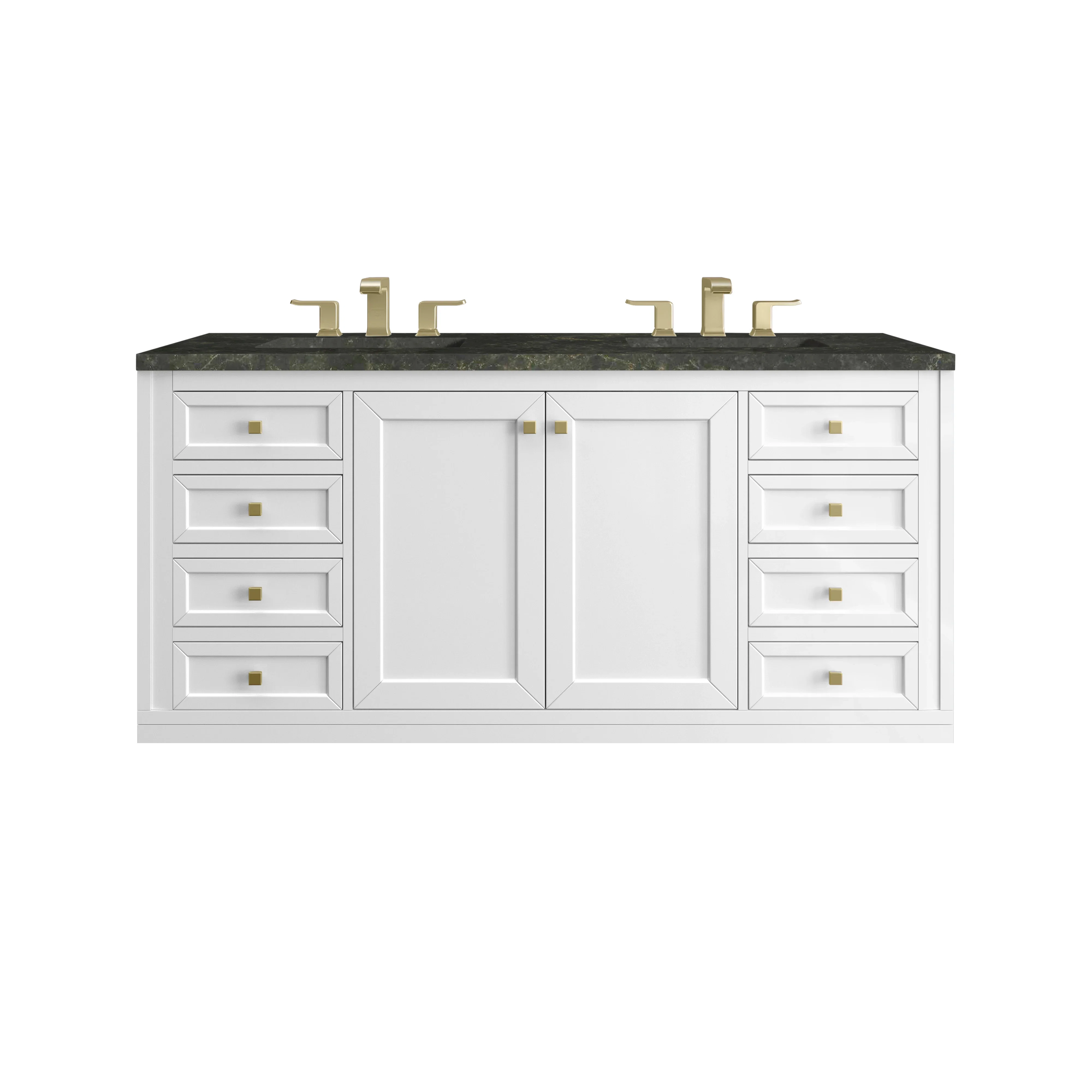 Chicago 60" Double Vanity, Glossy White, w/ 3 CM Phantome Eclos Top