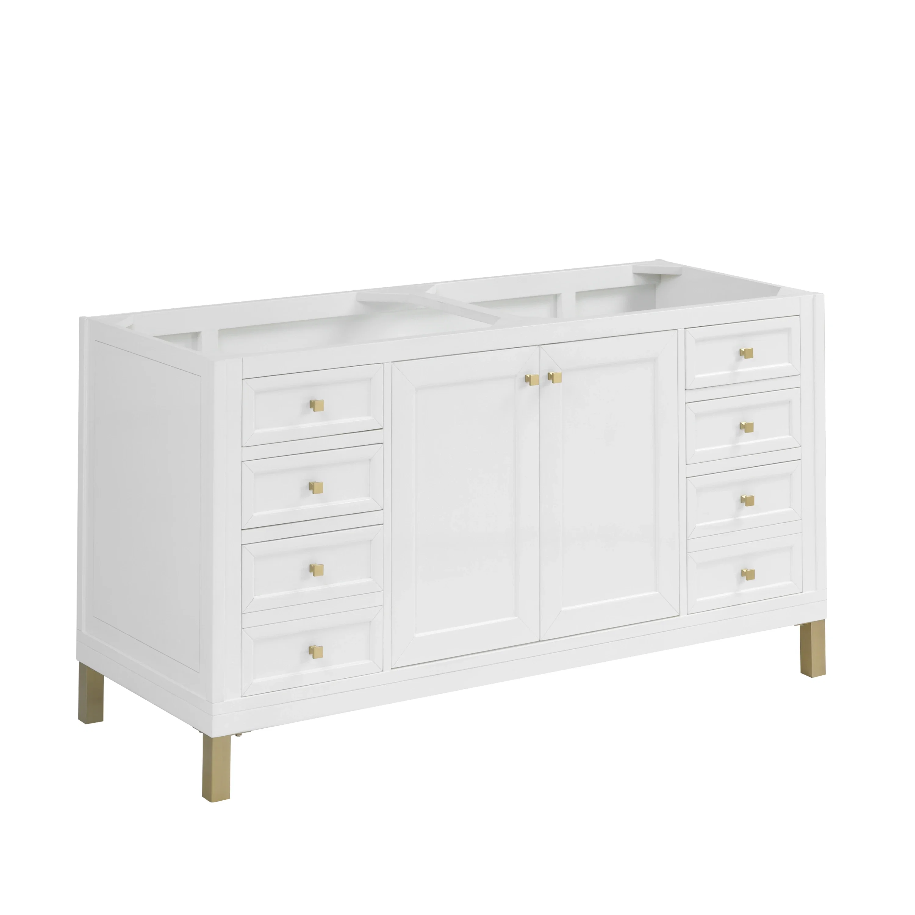 Chicago 60" Double Vanity, Glossy White, w/ 3 CM Phantome Eclos Top