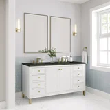 Chicago 60" Double Vanity, Glossy White, w/ 3 CM Phantome Eclos Top