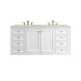 Chicago 60" Double Vanity, Glossy White, w/ 3 CM Siberian Silestone Top
