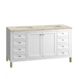 Chicago 60" Double Vanity, Glossy White, w/ 3 CM Tajnar Eclos Top