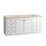 Chicago 60" Double Vanity, Glossy White, w/ 3 CM Tajnar Eclos Top