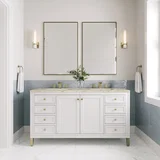 Chicago 60" Double Vanity, Glossy White, w/ 3 CM Tajnar Eclos Top