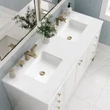 Chicago 60" Double Vanity, Glossy White, w/ 3 CM White Zeus Silestone® Top