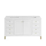 Chicago 60" Double Vanity, Glossy White, w/ 3 CM White Zeus Silestone® Top