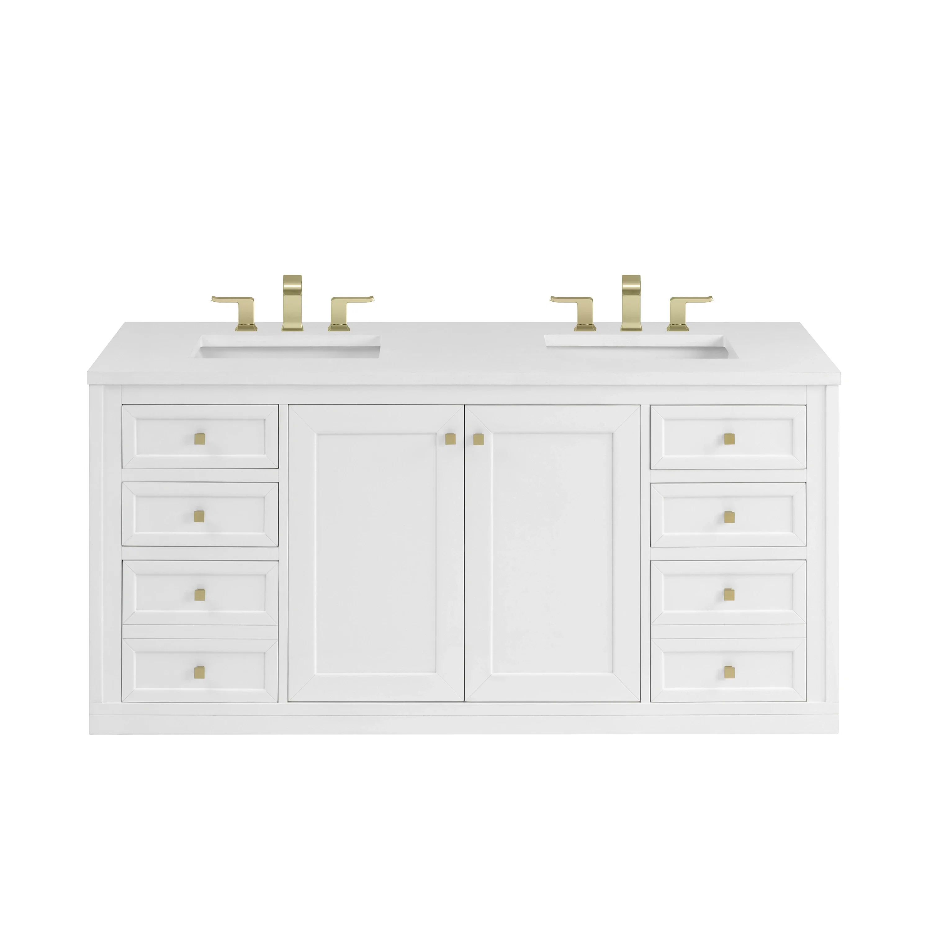 Chicago 60" Double Vanity, Glossy White, w/ 3 CM White Zeus Silestone® Top