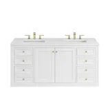 Chicago 60" Double Vanity, Glossy White, w/ 3 CM White Zeus Silestone® Top