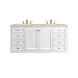 Chicago 60" Double Vanity, Glossy White, w/ 3 CM Tajnar Eclos Top w/FreePower Wireless Charger