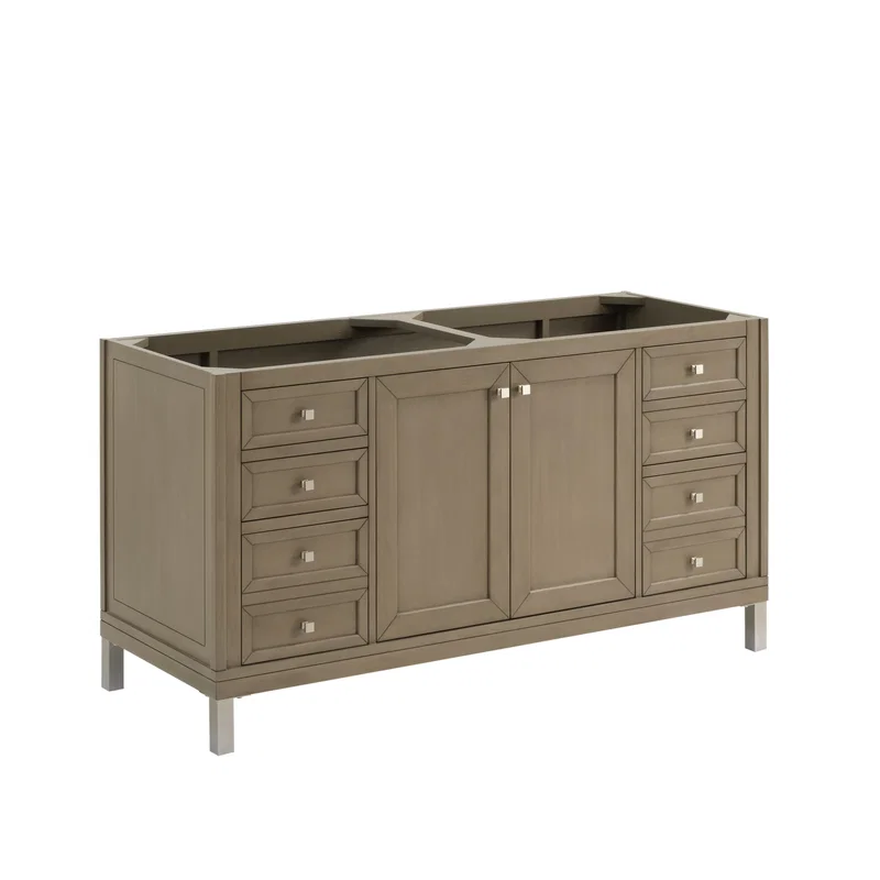Chicago 60" Double Vanity, Walnut Whisper