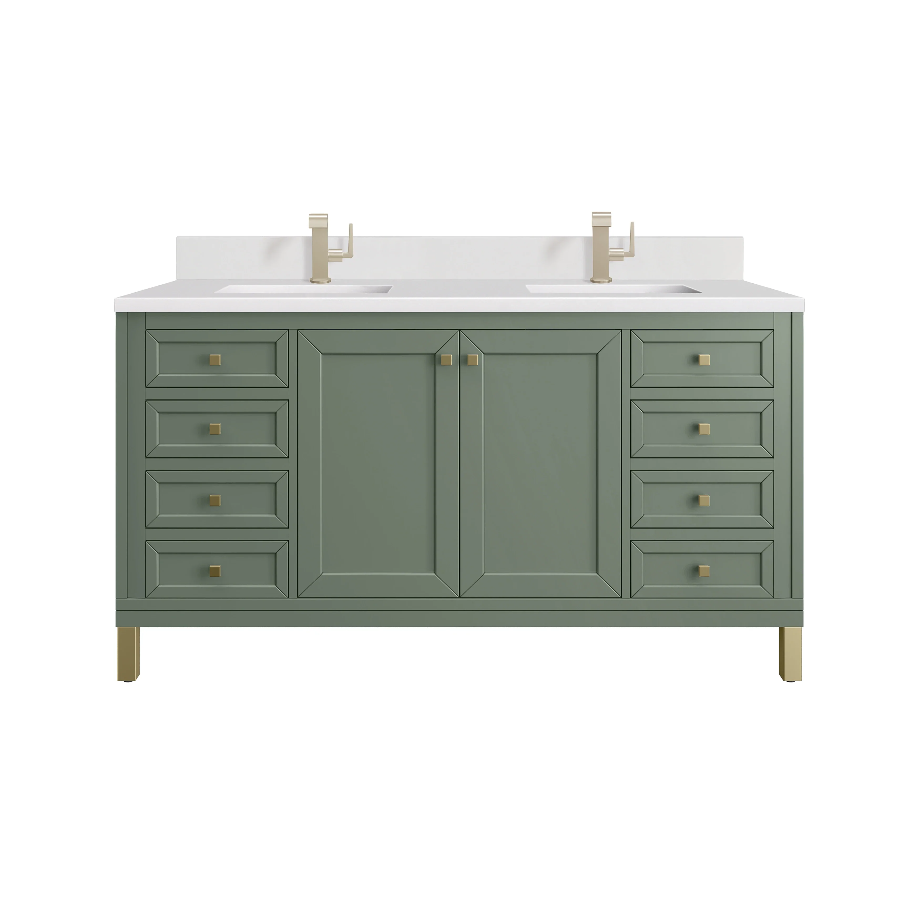 Chicago 60" Double Vanity, Smokey Celadon, w/ Single Hole 3CM White Zeus Silestone® Top & Backsplash